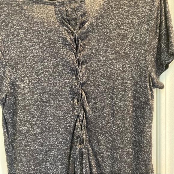 Maurices Size XXL Grey Short Sleeve Top with Back Lace Detail Adjustable - Picture 3 of 5